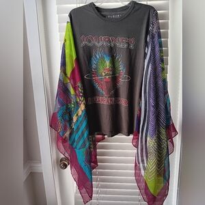 Upcycled Journey American Tour Graphic Tee Poncho